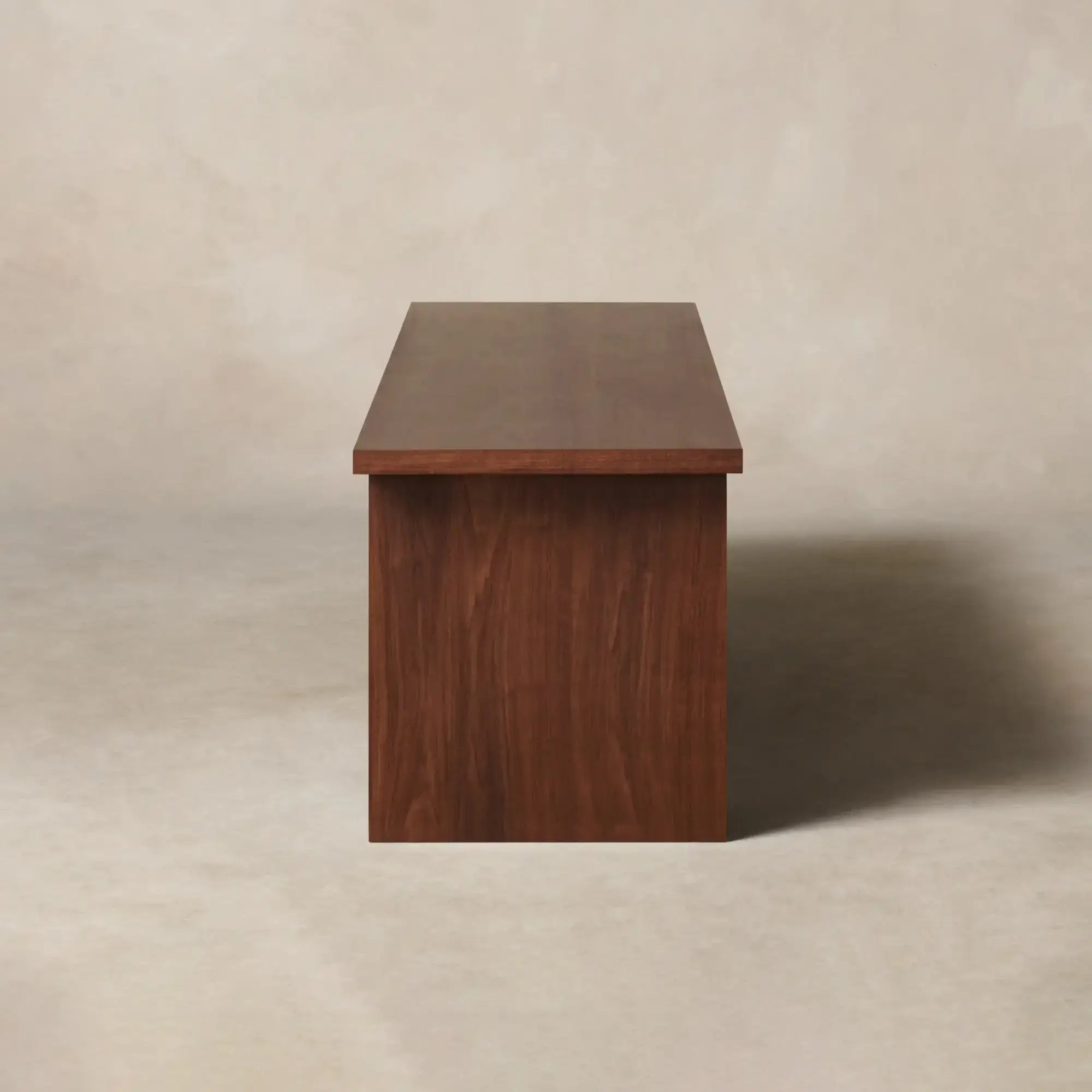86" Leather Console, White Oak or Walnut Media Cabinet