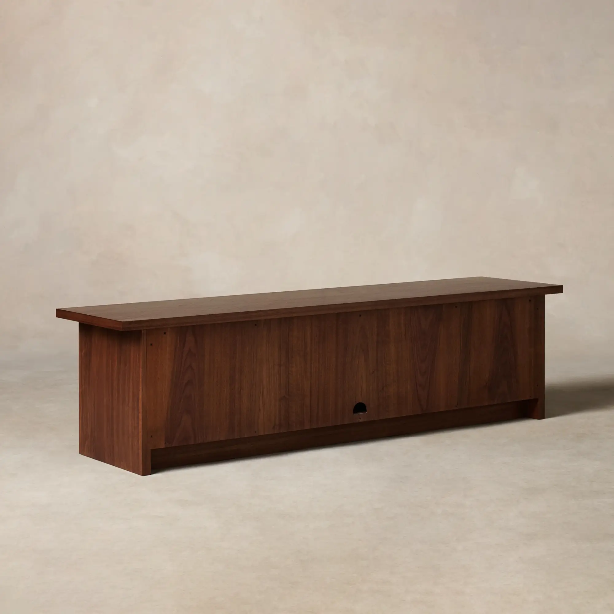86" Leather Console, White Oak or Walnut Media Cabinet
