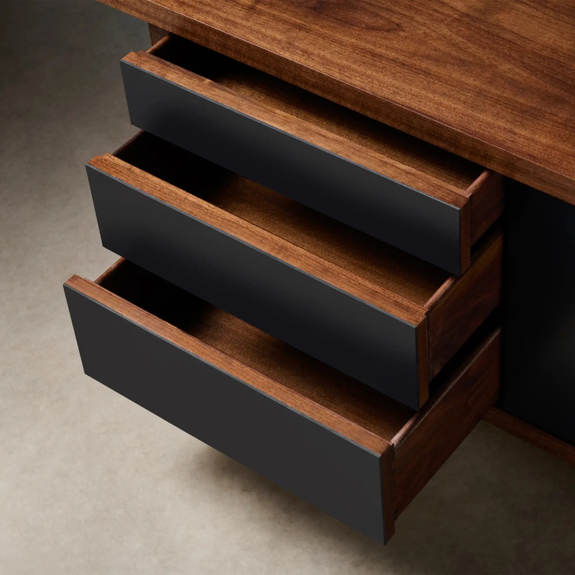 86" Leather Console, White Oak or Walnut Media Cabinet