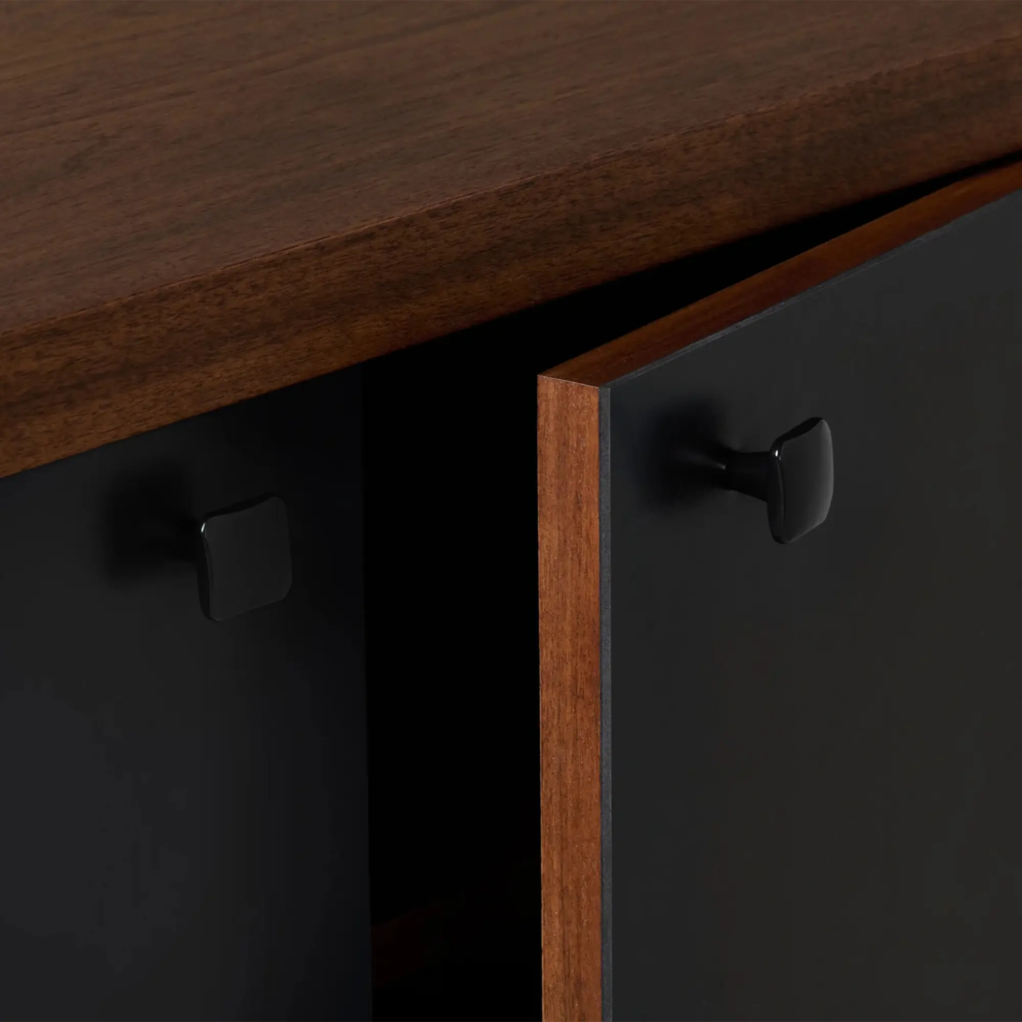 86" Leather Console, White Oak or Walnut Media Cabinet
