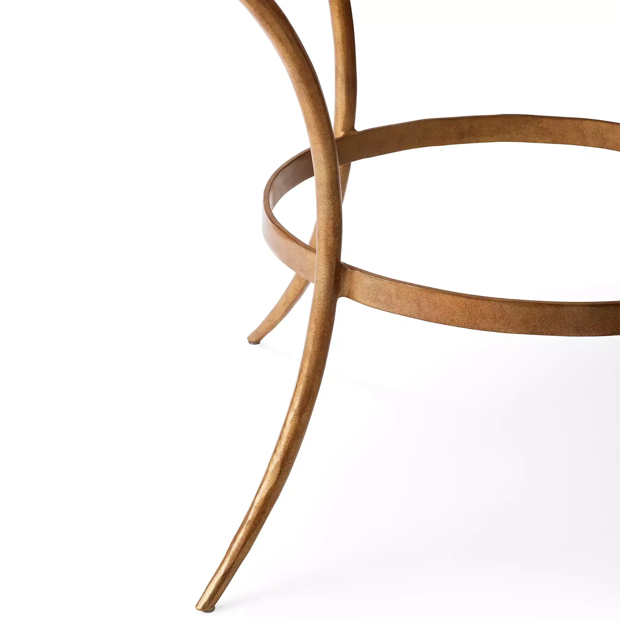 Beaumont Round Sandstone Dining Table – Gilded Iron, Seats 4–6