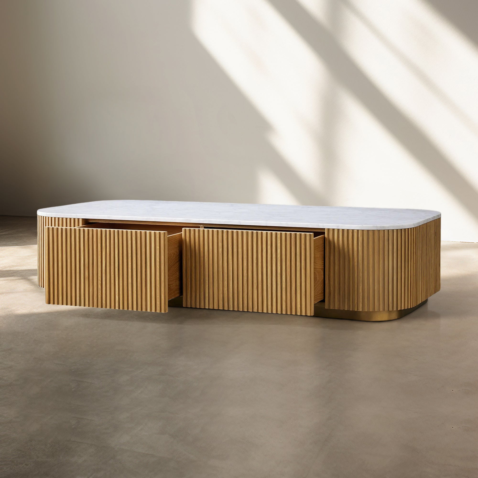 Finnley Storage Coffee Table Stone Top Sofa Center Tea Table With Drawer