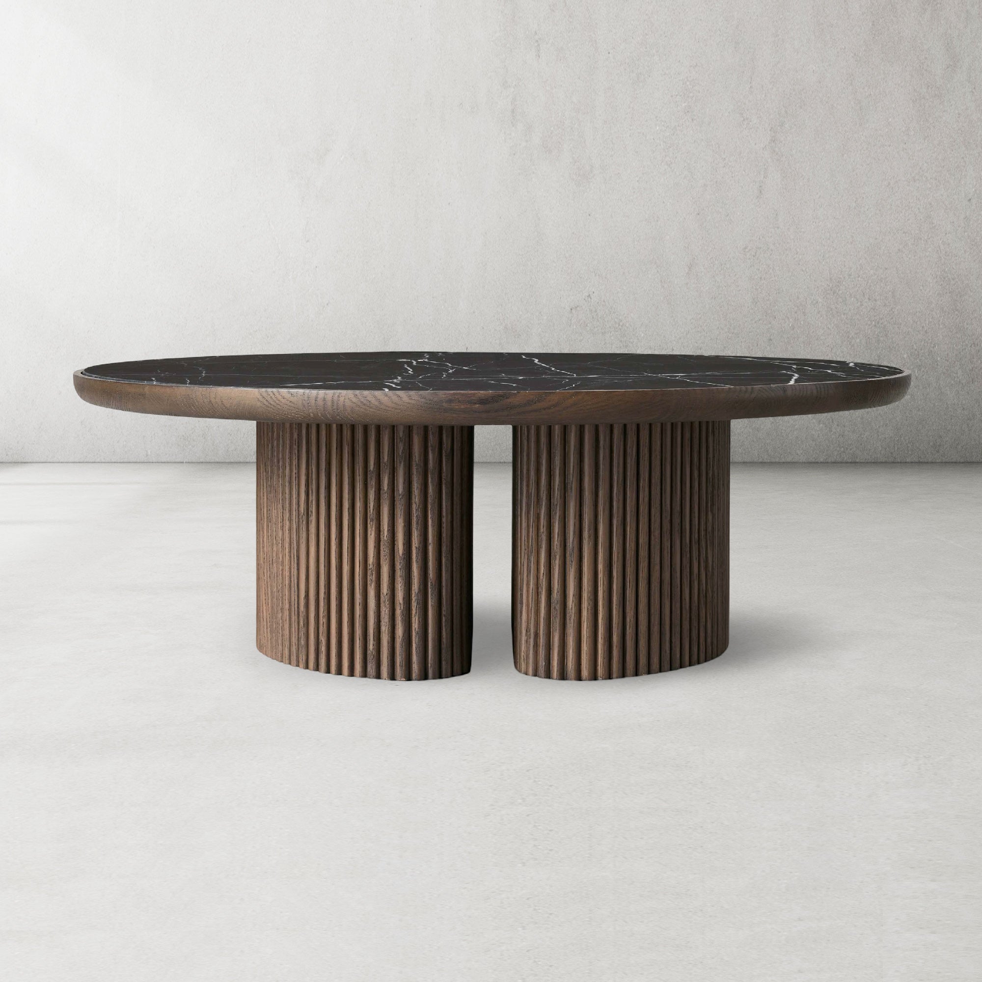 Aster Wood Round Coffee Table Contemporary Sofa Center Tea Table