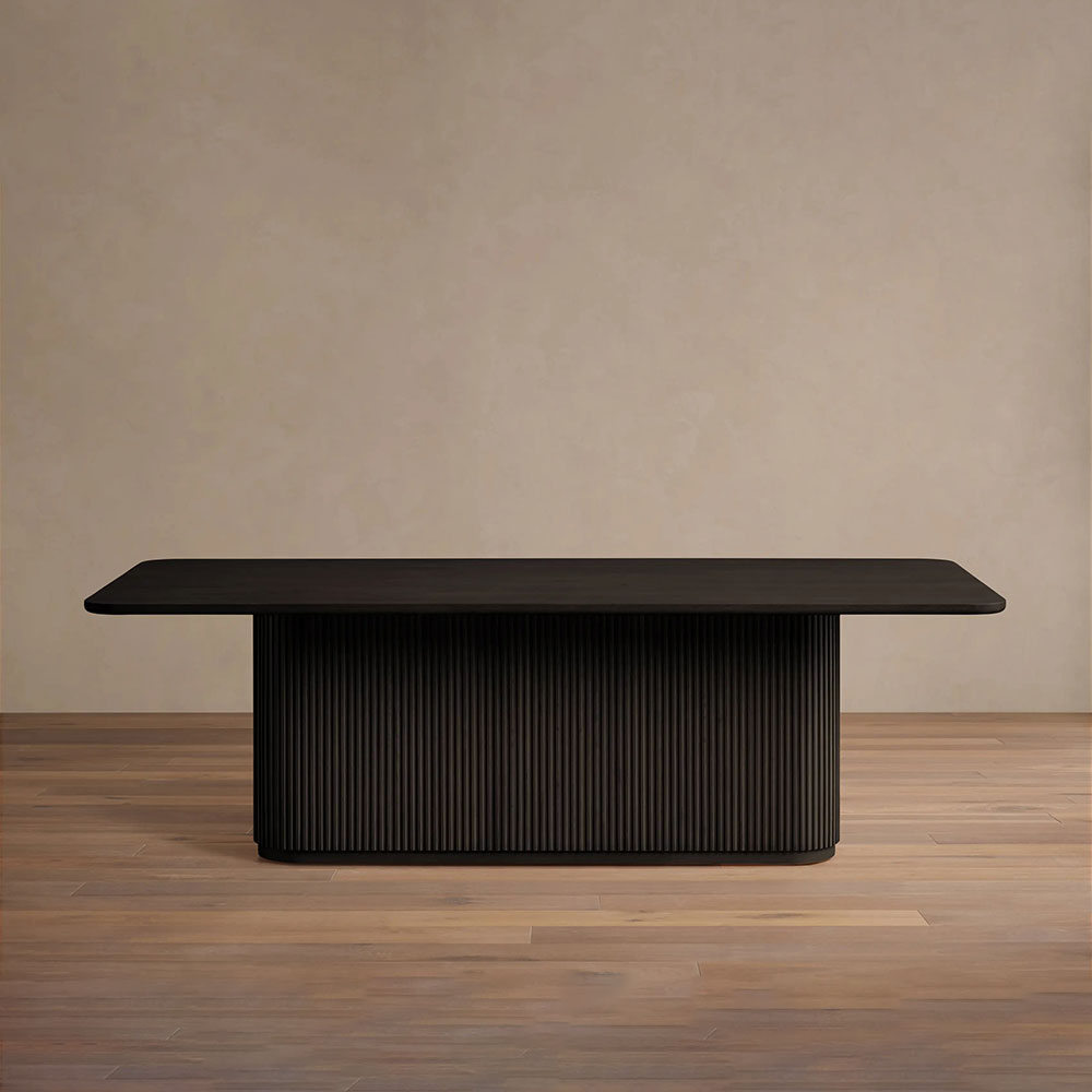 Hand-Fained Finnley Wood Rectangle Dining Table-EBONY