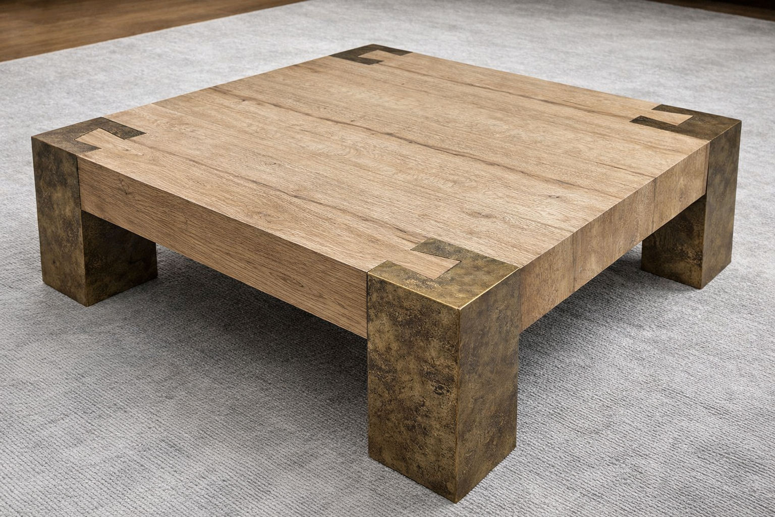 Telluride Square Oak Coffee Table Wood Cocktail Table Living Room Center Tea Table Vintage Cocktail Table