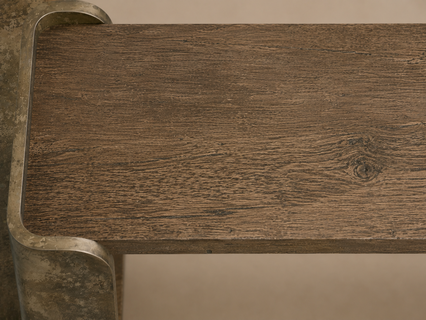 Alvaro Primavera Wood Entryway Console Table Oxidized Aluminum Hallway Entrance Table