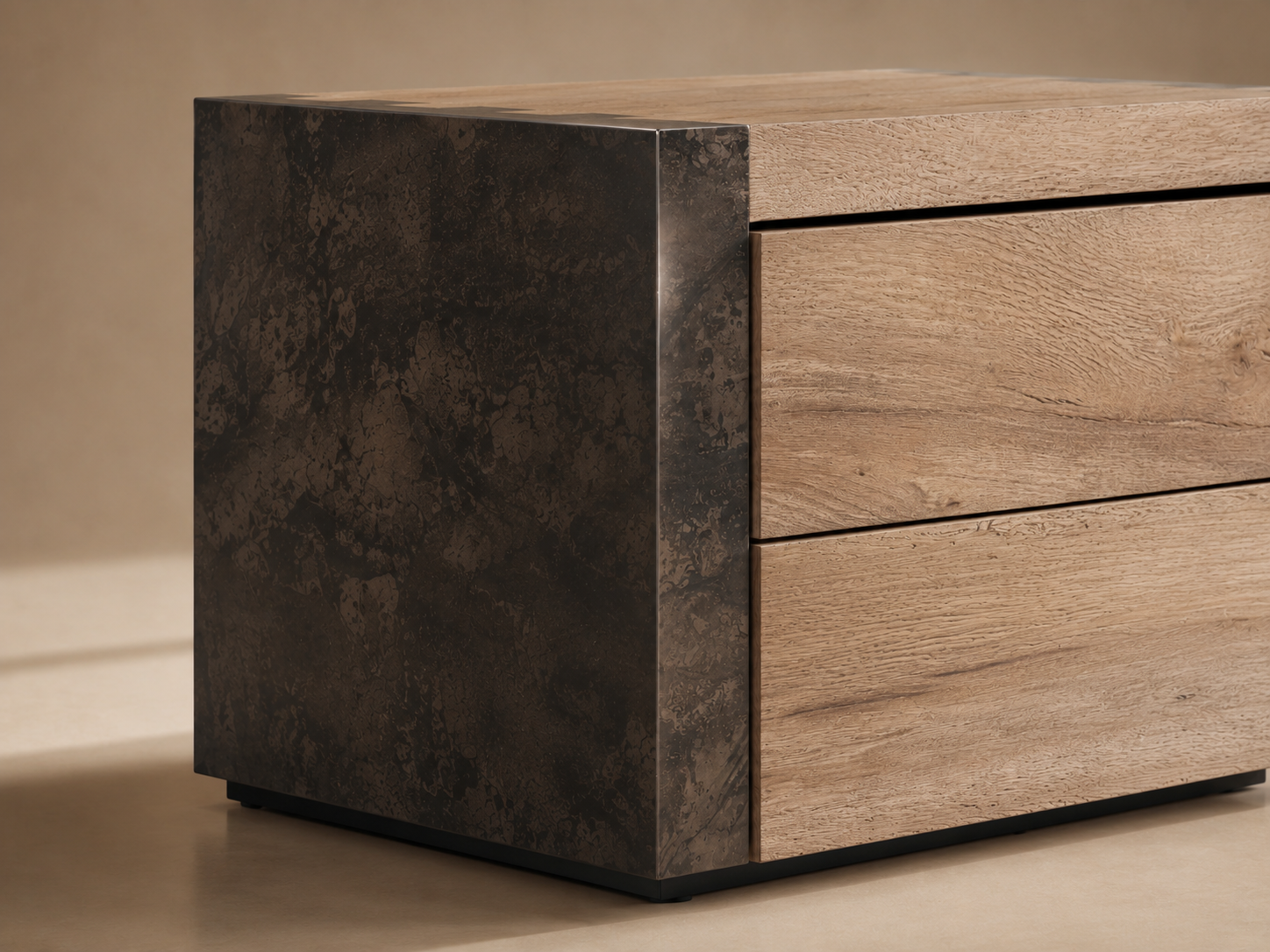 Telluride Closed Mexican Oak Nightstand Wood Night Side Table With Two Drawers