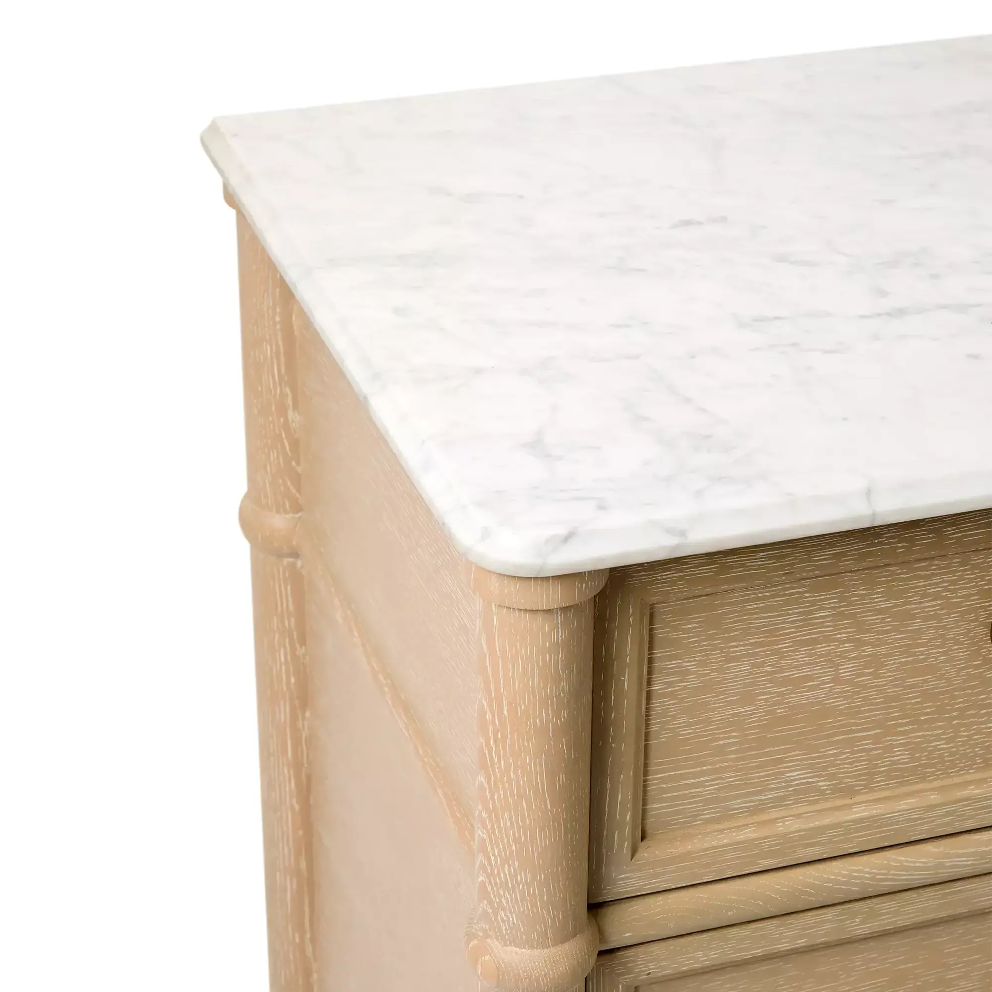 Marble Top Buffet Sideboard, 75" Oak Carrara Brass Pulls