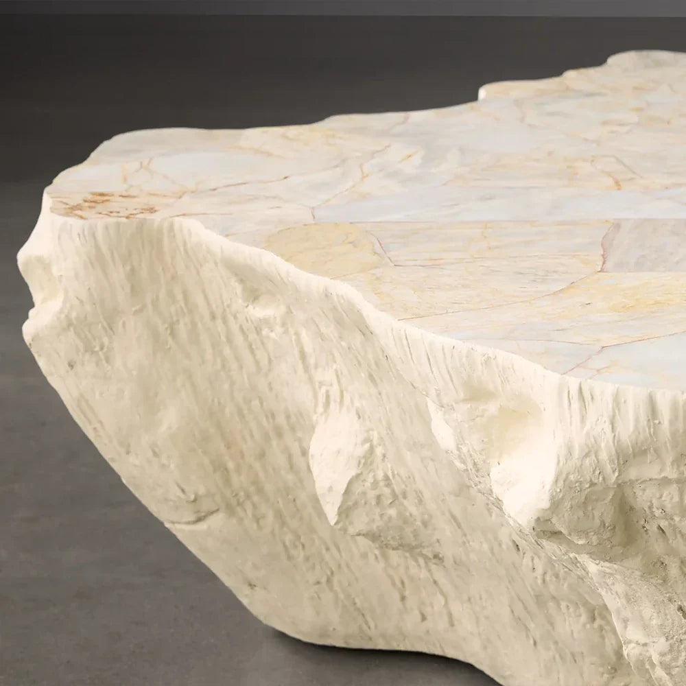 Clayhill Irregular Shape Coffee Table Petrified Wood Cocktail Table Unique Sofa Center Tea Table