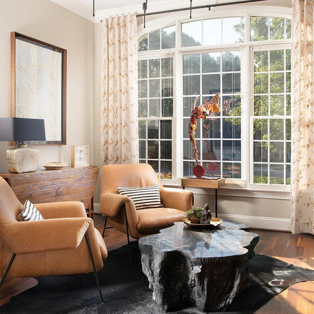 Clayhill Irregular Shape Coffee Table Petrified Wood Cocktail Table Unique Sofa Center Tea Table