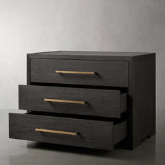 Darwyn Closed Nightstand Wood Bedside Table with Brass Handles Drawer