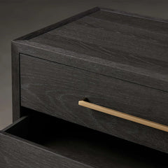 Darwyn Closed Nightstand Wood Bedside Table with Brass Handles Drawer