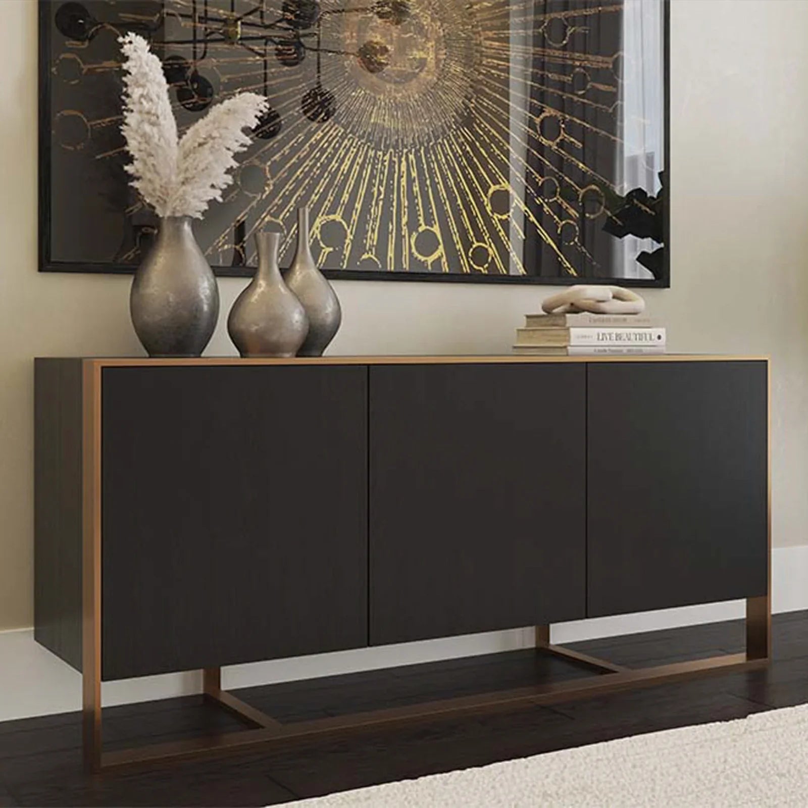 Dolton Modern Wood Sideboard Steel Frame Buffet Cabinets