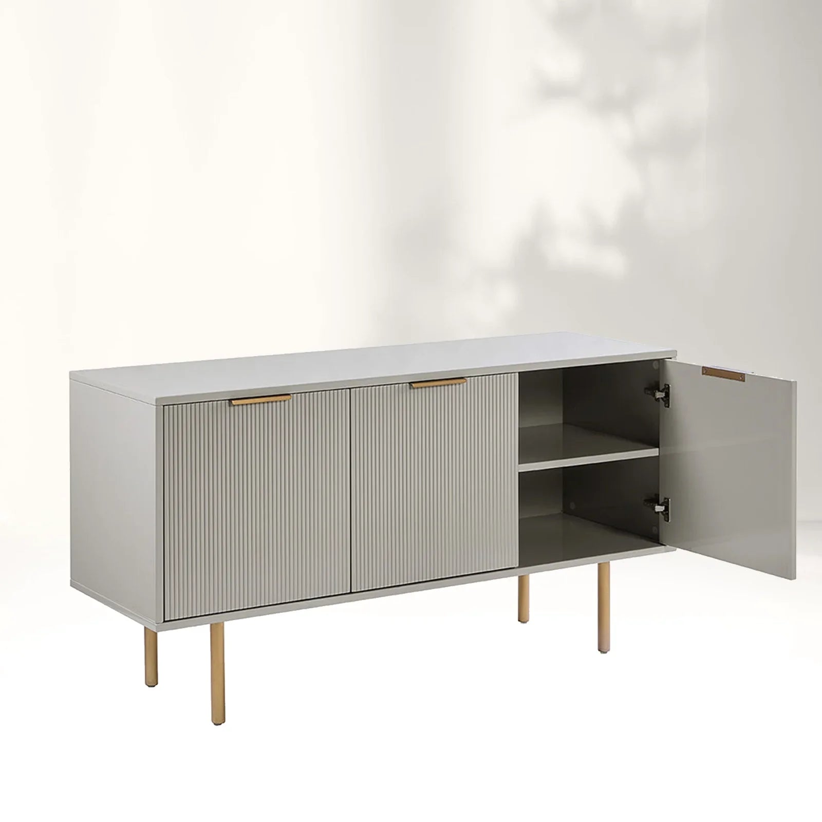 Doroda Modern Wood Frame Sideboard Spacious Cabinets With Gold Hardware