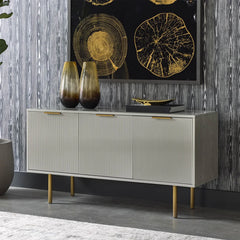Doroda Modern Wood Frame Sideboard Spacious Cabinets With Gold Hardware