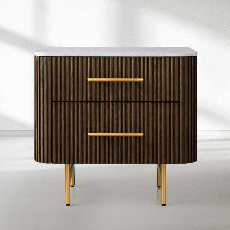 Finnley Closed Nightstand Solid Wood 2 Drawer Bedside Table with Modern Bedroom