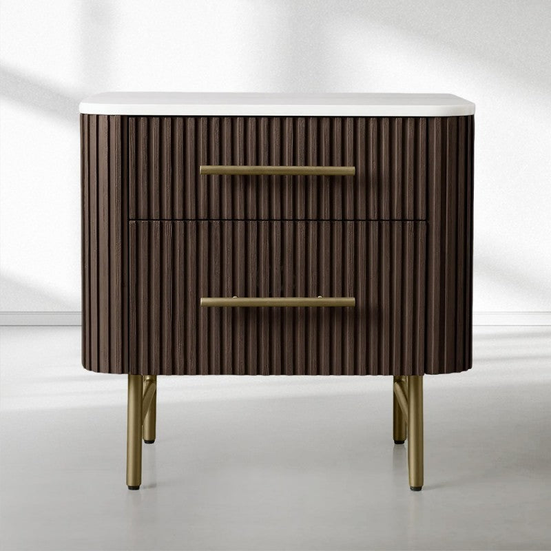 Finnley Closed Nightstand Solid Wood 2 Drawer Bedside Table with Modern Bedroom