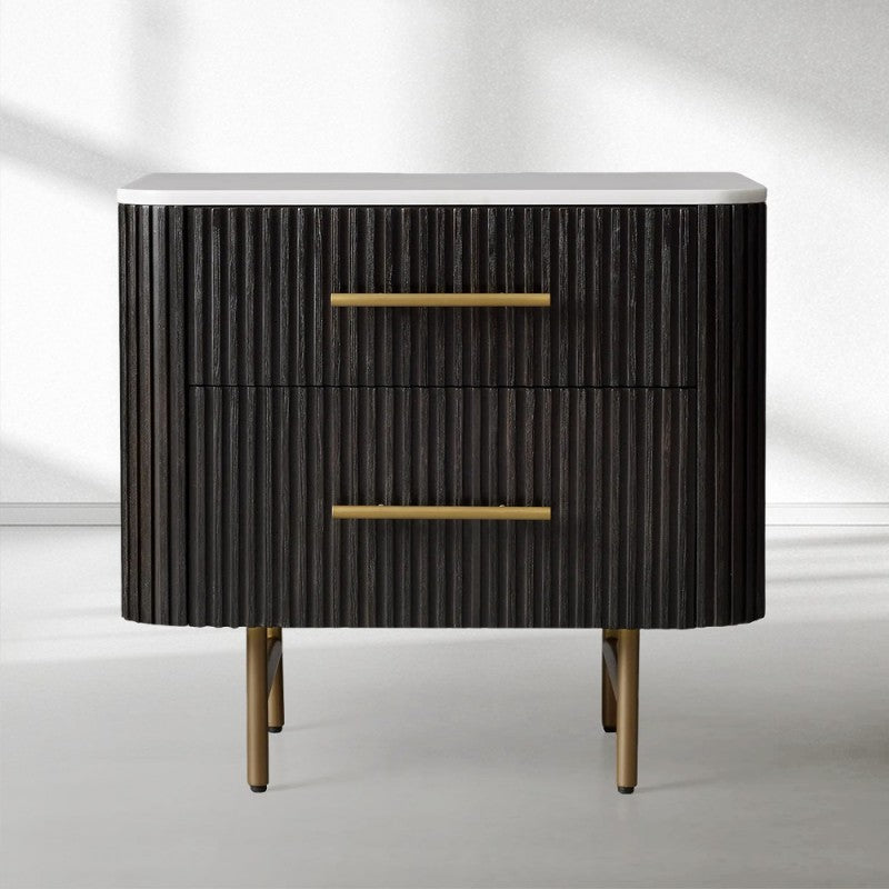 Finnley Closed Nightstand Solid Wood 2 Drawer Bedside Table with Modern Bedroom