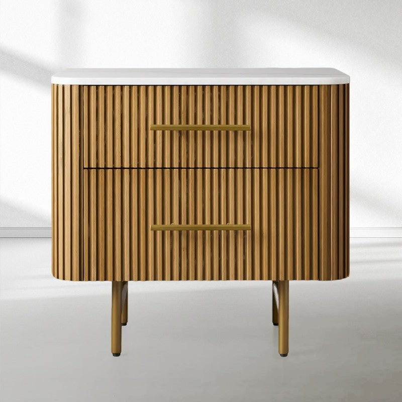 Finnley Closed Nightstand Solid Wood 2 Drawer Bedside Table with Modern Bedroom