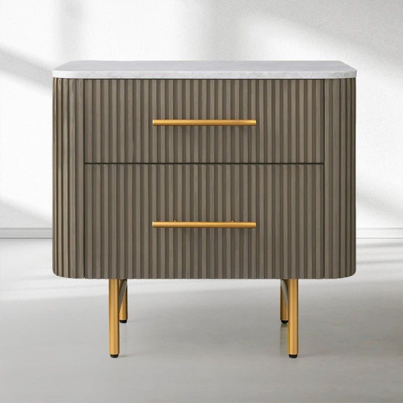 Finnley Closed Nightstand Solid Wood 2 Drawer Bedside Table with Modern Bedroom