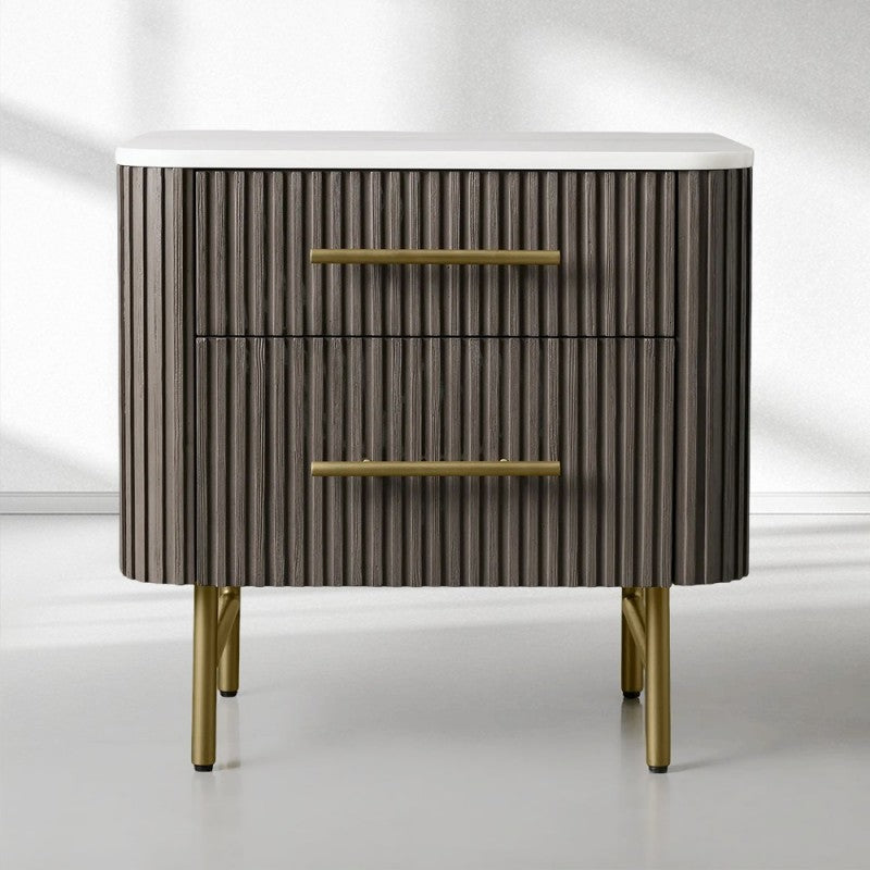 Finnley Closed Nightstand Solid Wood 2 Drawer Bedside Table with Modern Bedroom