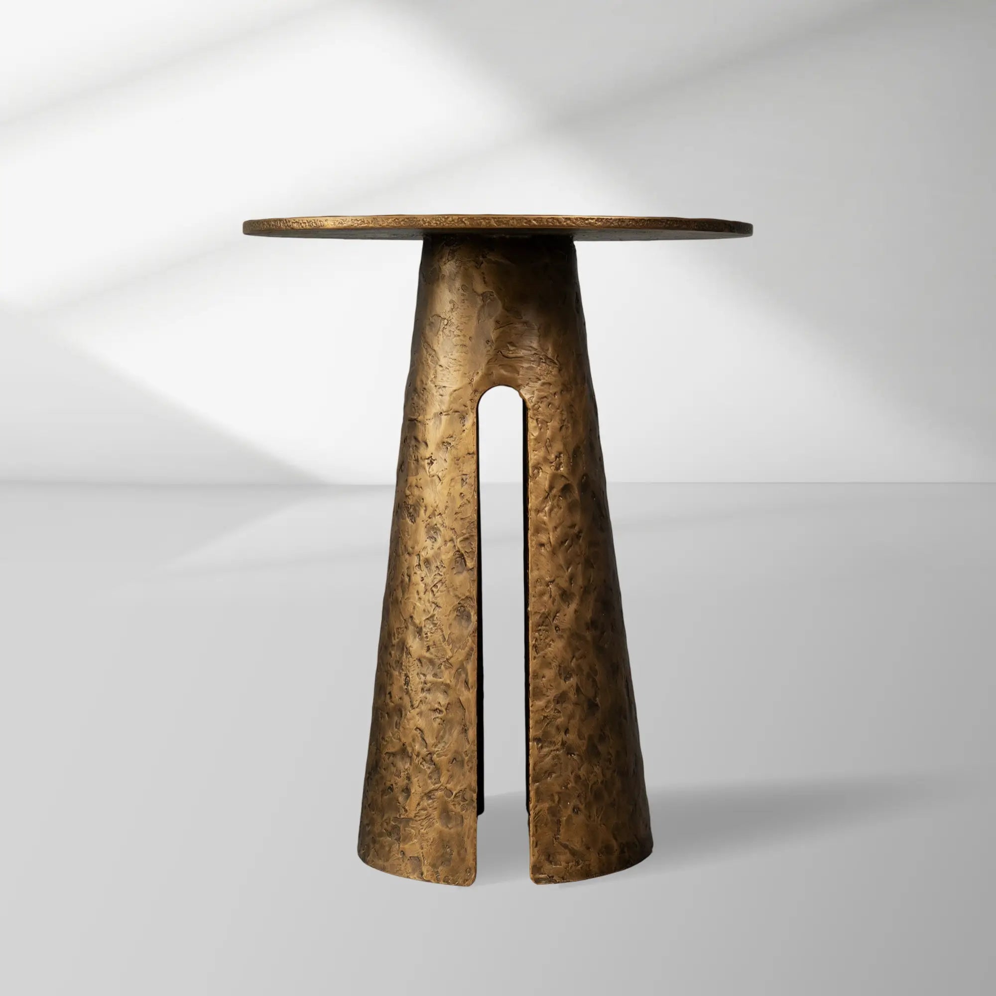 Sculptural Antique Brass Side Table