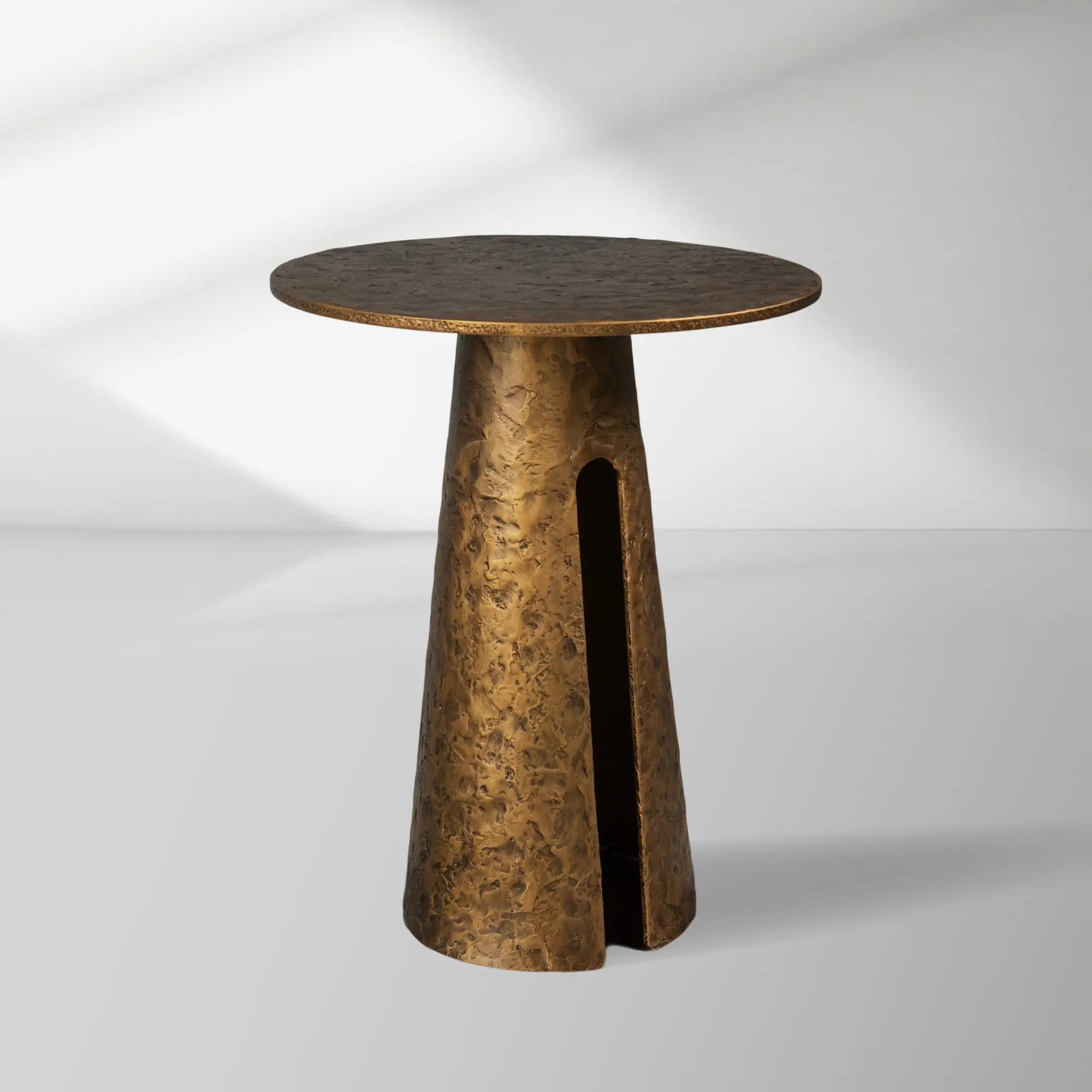 Sculptural Antique Brass Side Table