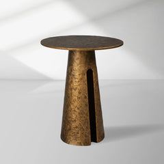 Sculptural Antique Brass Side Table