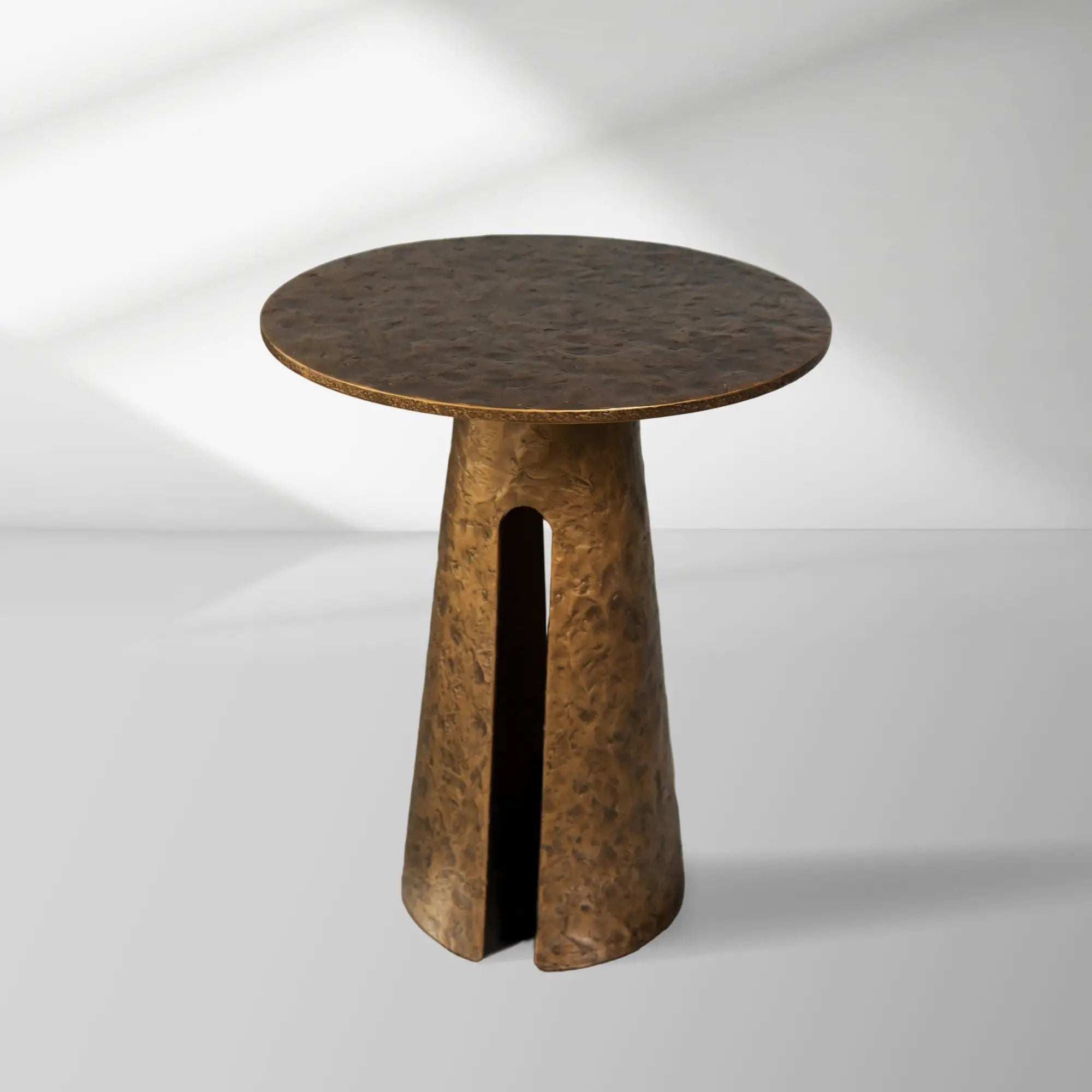 Sculptural Antique Brass Side Table