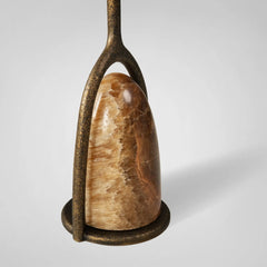 Sculptural Brass & Stone Accent Table