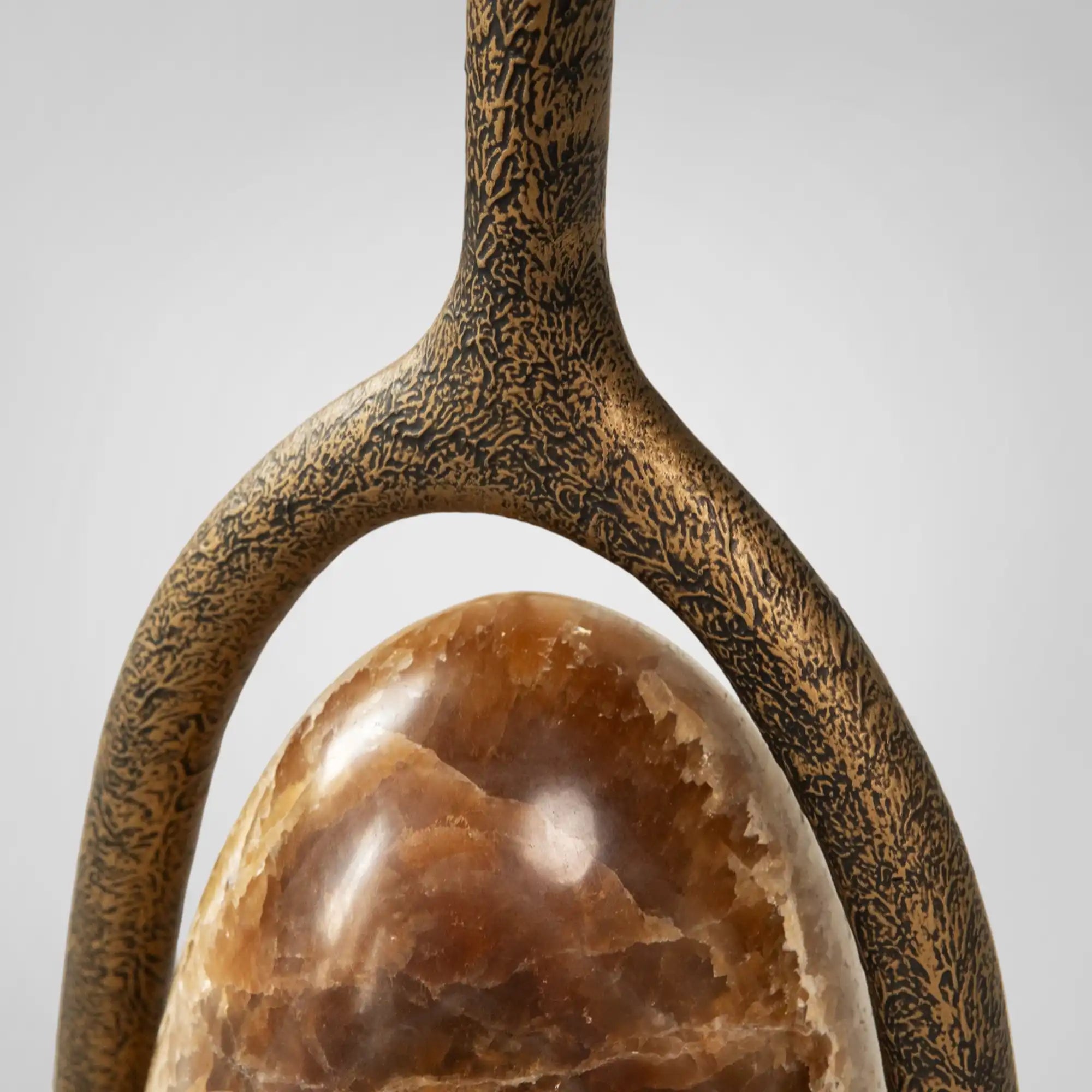 Sculptural Brass & Stone Accent Table
