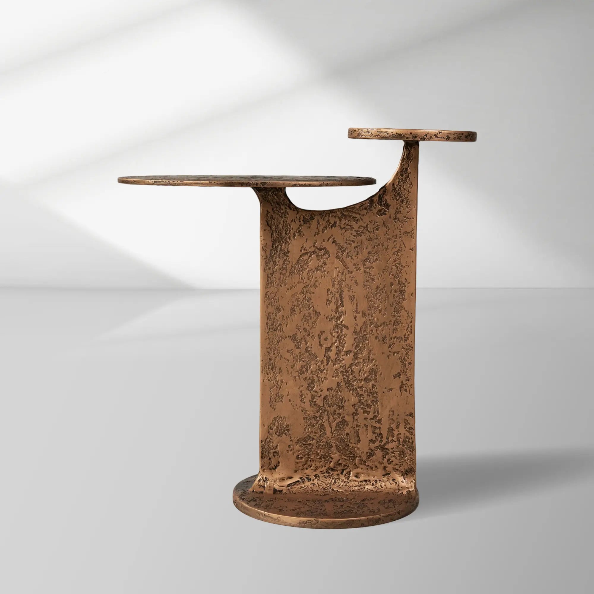 Sculptural Antique Brass Side Table