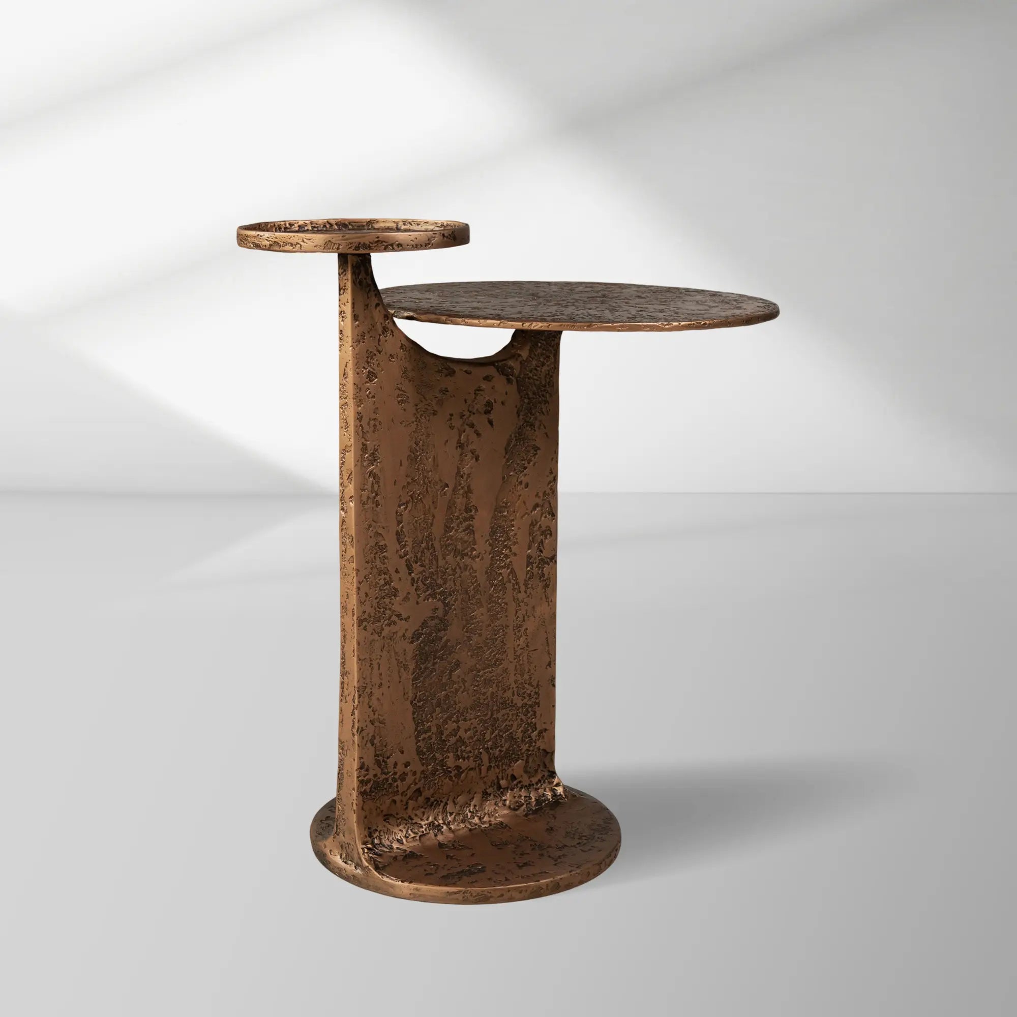 Sculptural Antique Brass Side Table