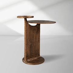 Sculptural Antique Brass Side Table
