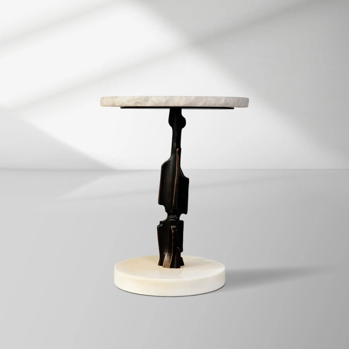 Sculptural Brass & Marble Side Table
