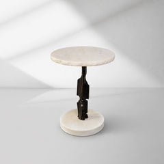 Sculptural Brass & Marble Side Table