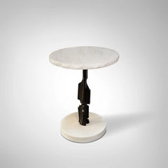 Sculptural Brass & Marble Side Table