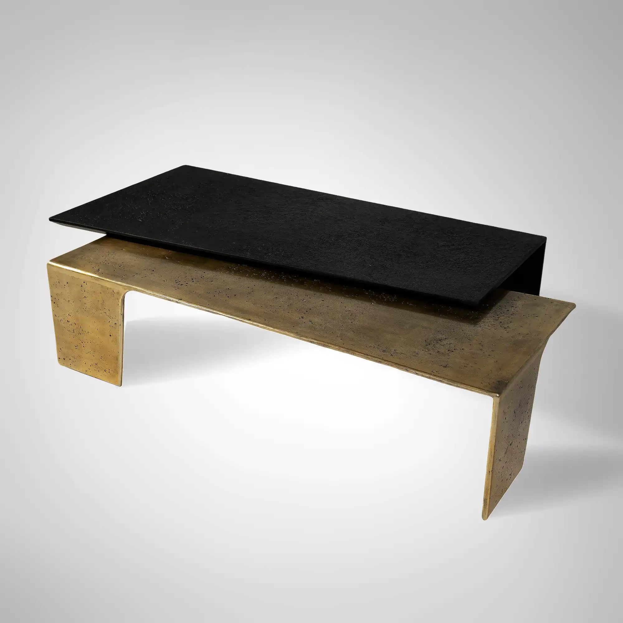 Black Iron & Antique Bronze Metal Coffee Table