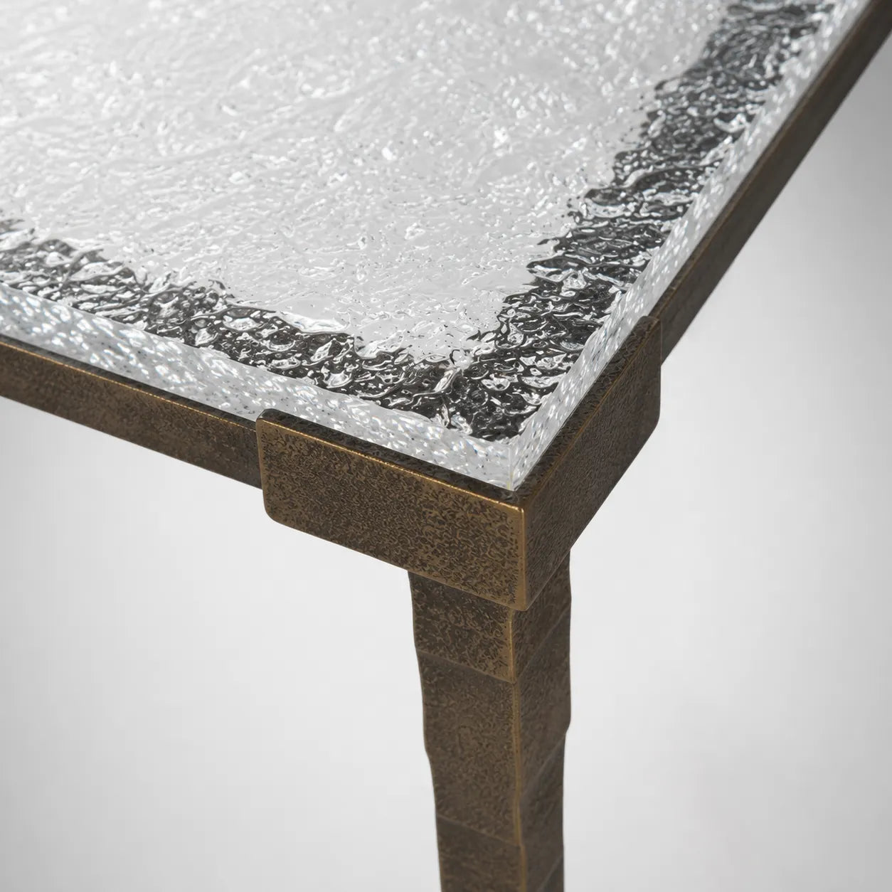Sculptural Antique Brass Metal Coffee Table with Acrylic Top