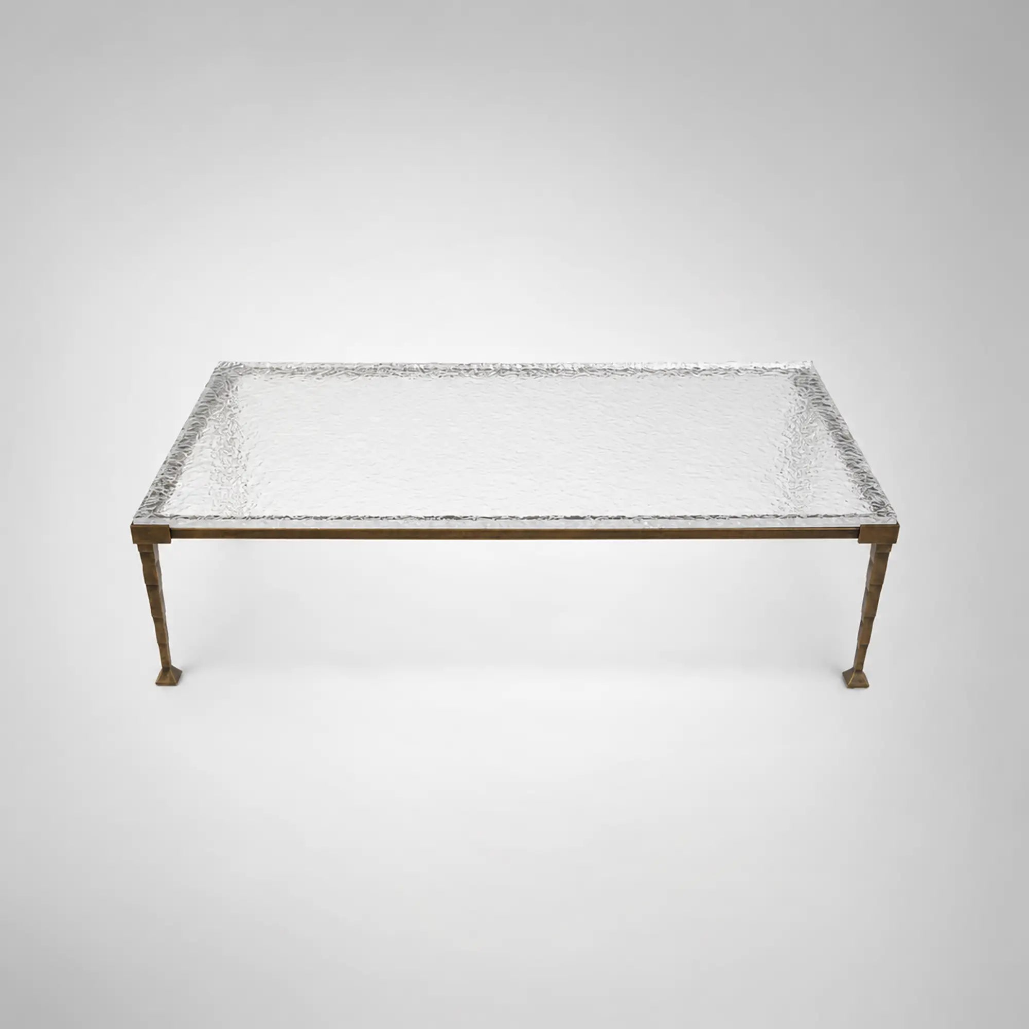 Sculptural Antique Brass Metal Coffee Table with Acrylic Top