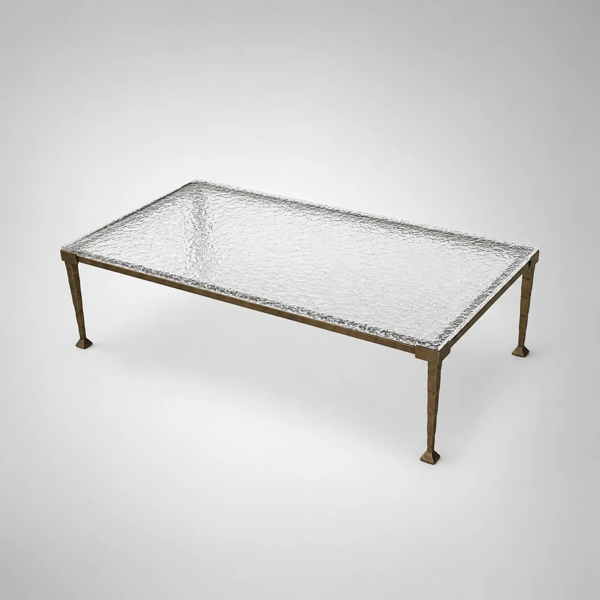 Sculptural Antique Brass Metal Coffee Table with Acrylic Top