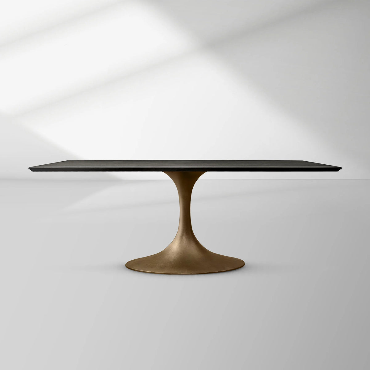 Aero Rectangular Wood Dining Table with Sculptural Steel Base