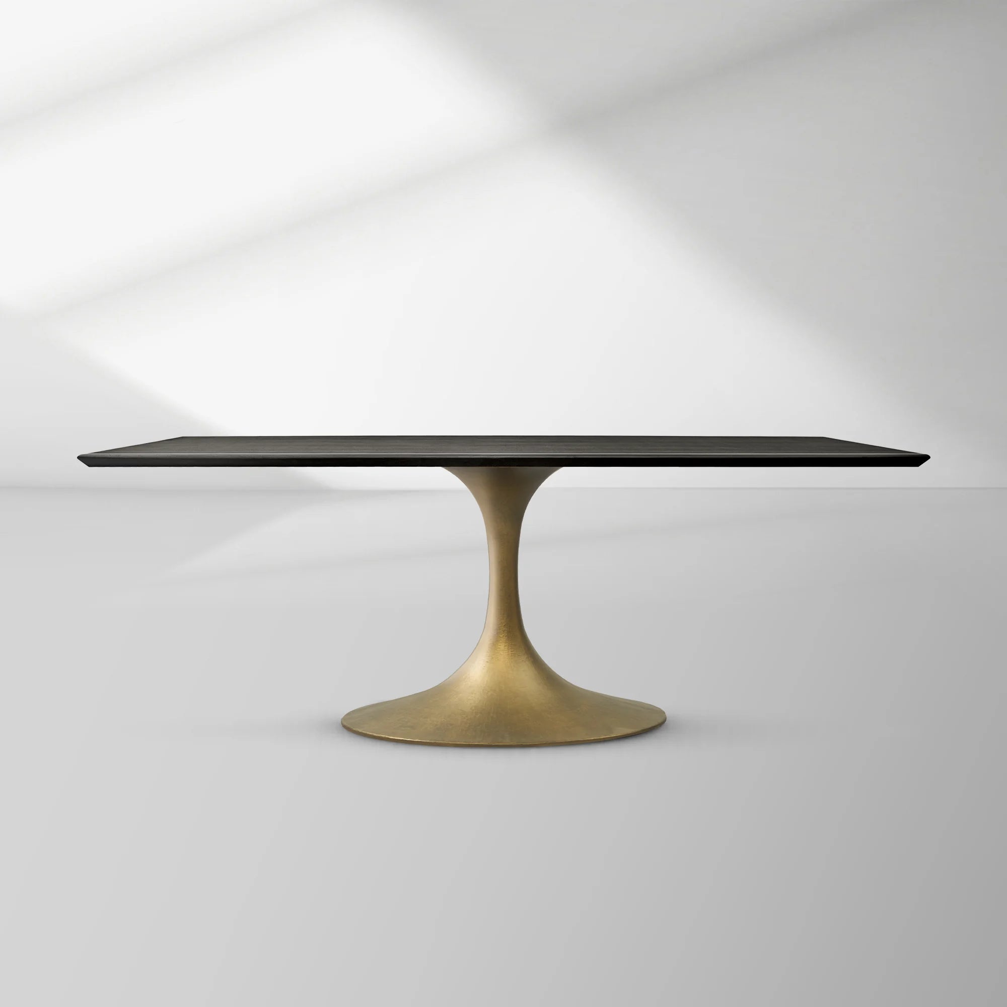 Aero Rectangular Wood Dining Table with Sculptural Steel Base