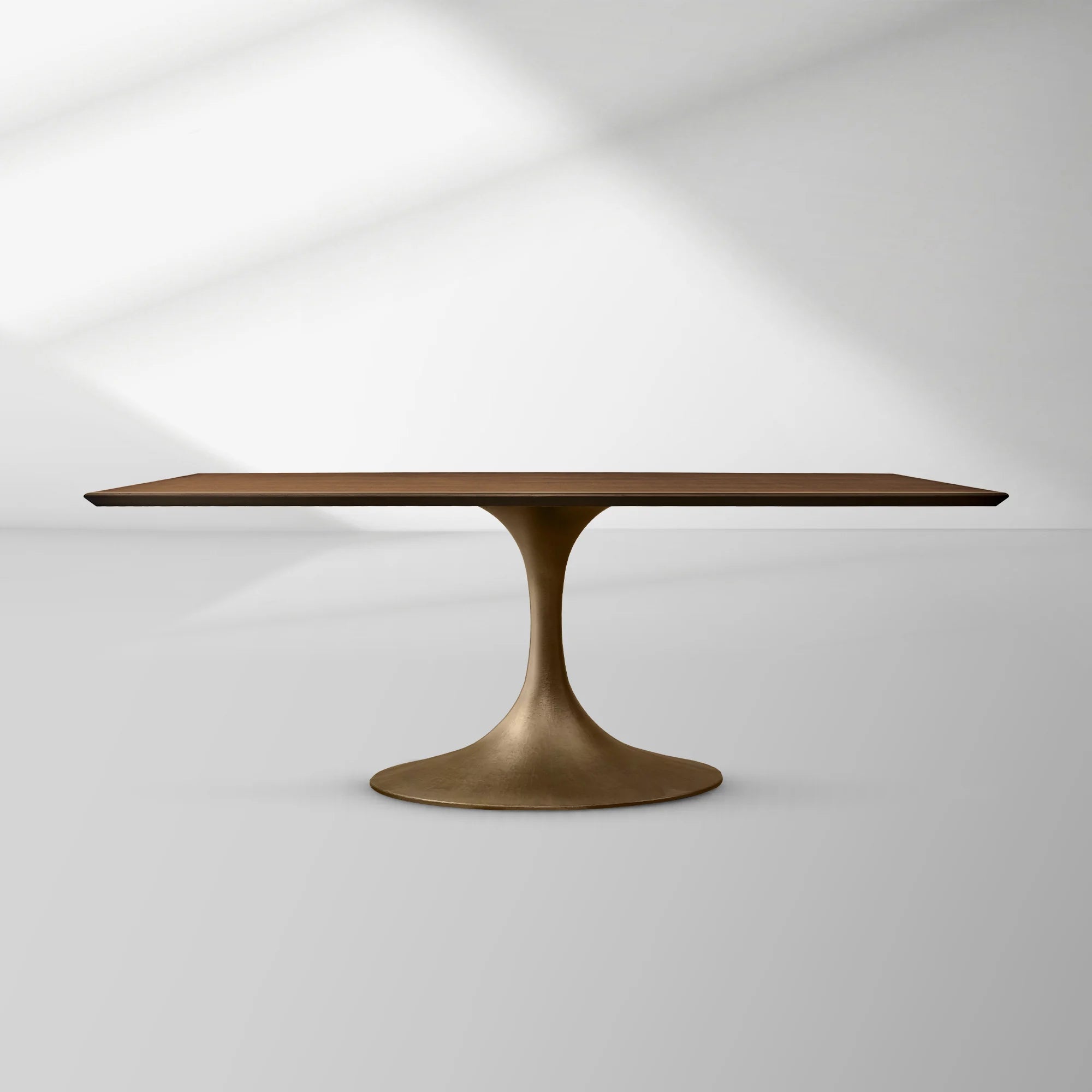 Aero Rectangular Wood Dining Table with Sculptural Steel Base