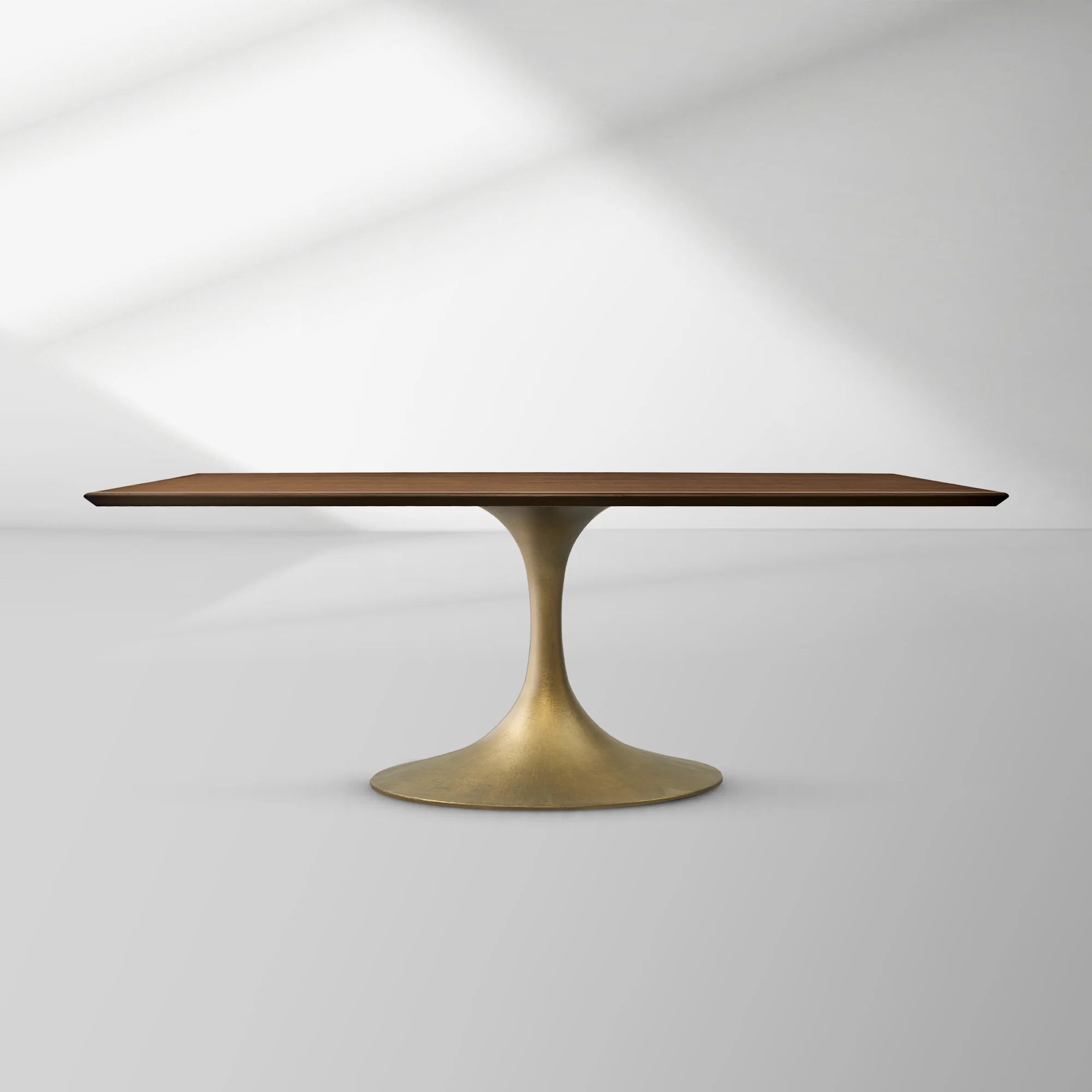 Aero Rectangular Wood Dining Table with Sculptural Steel Base