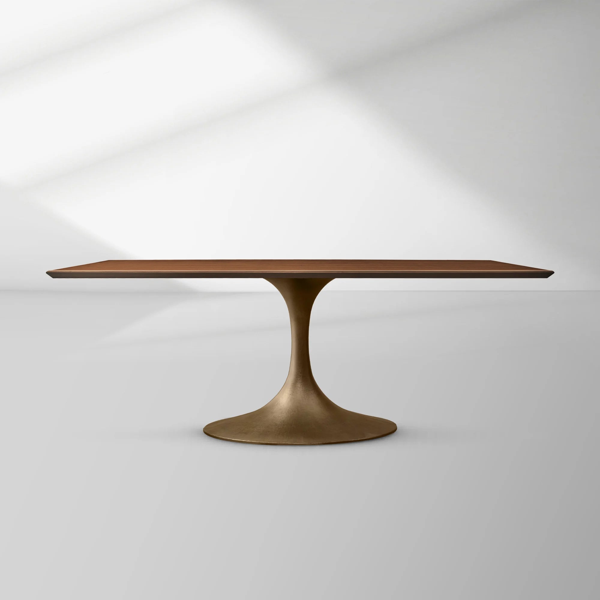 Aero Rectangular Wood Dining Table with Sculptural Steel Base