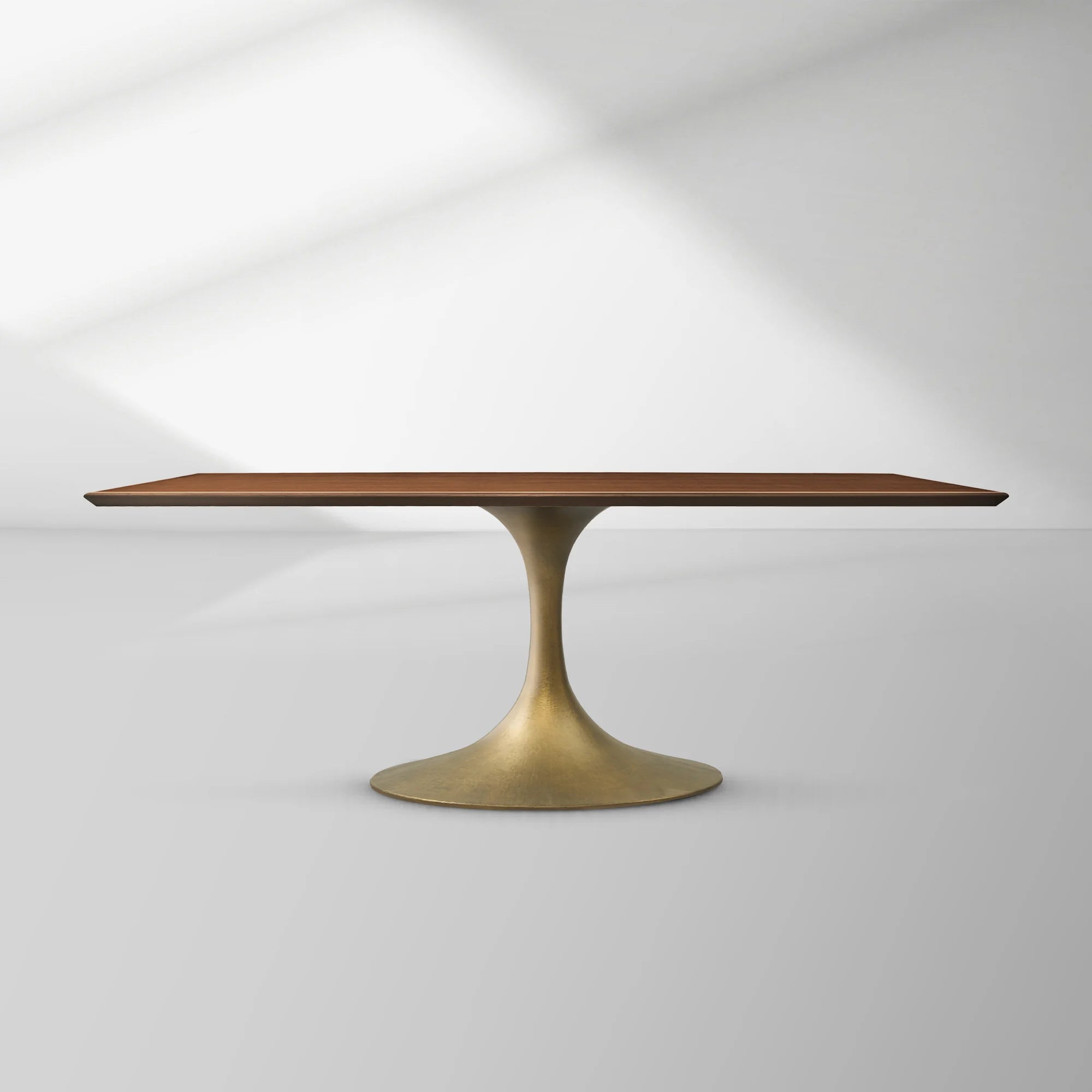 Aero Rectangular Wood Dining Table with Sculptural Steel Base