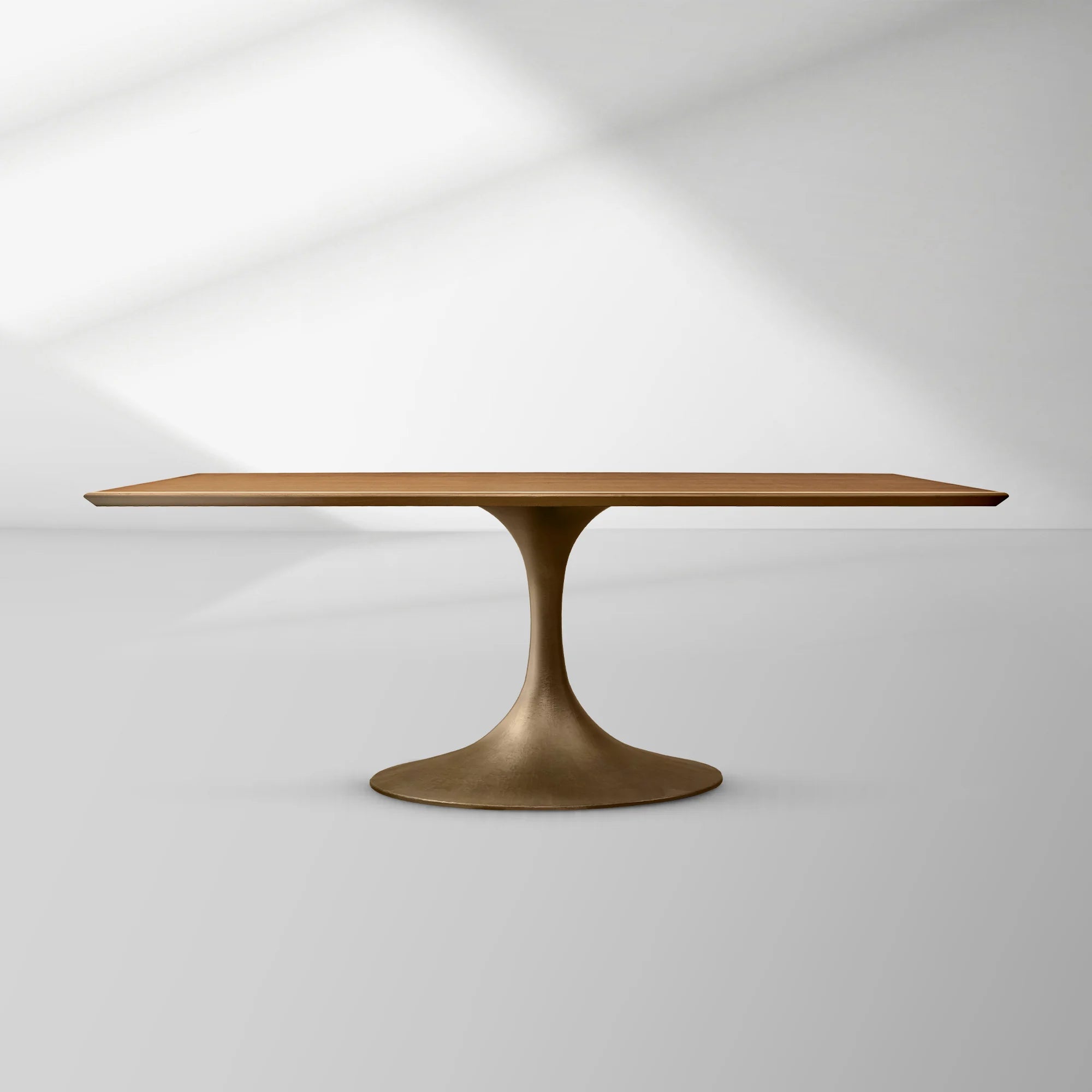 Aero Rectangular Wood Dining Table with Sculptural Steel Base
