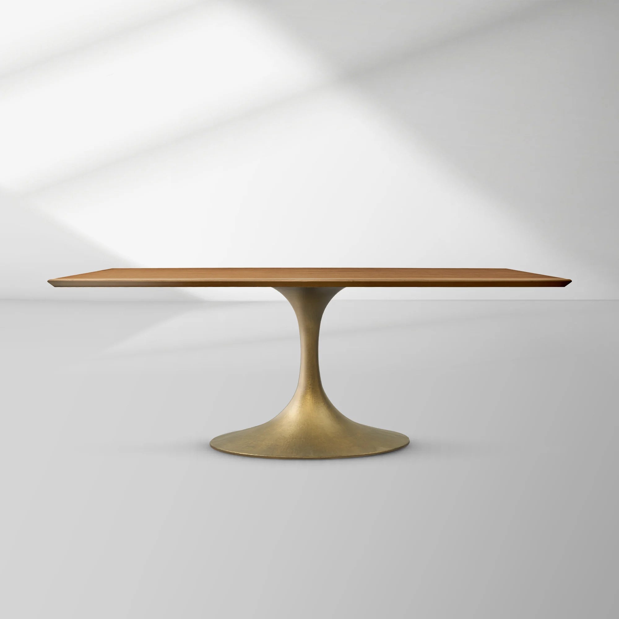 Aero Rectangular Wood Dining Table with Sculptural Steel Base
