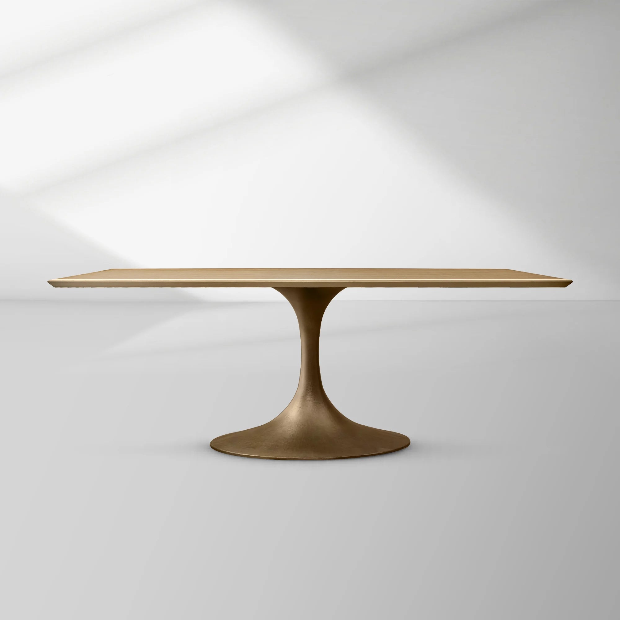 Aero Rectangular Wood Dining Table with Sculptural Steel Base